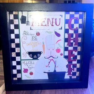 CHEF MENU GLASS SHADOW BOX STYLE DECOR